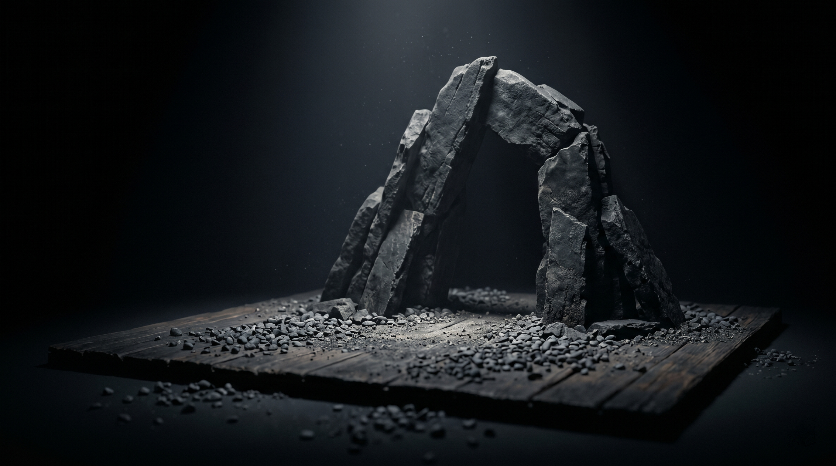 Stone gateway diorama in dramatic lighting